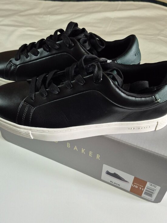 Ted Baker Men\'s Robberto Lace Up Black Leather Shoes, Size 11, New With Box